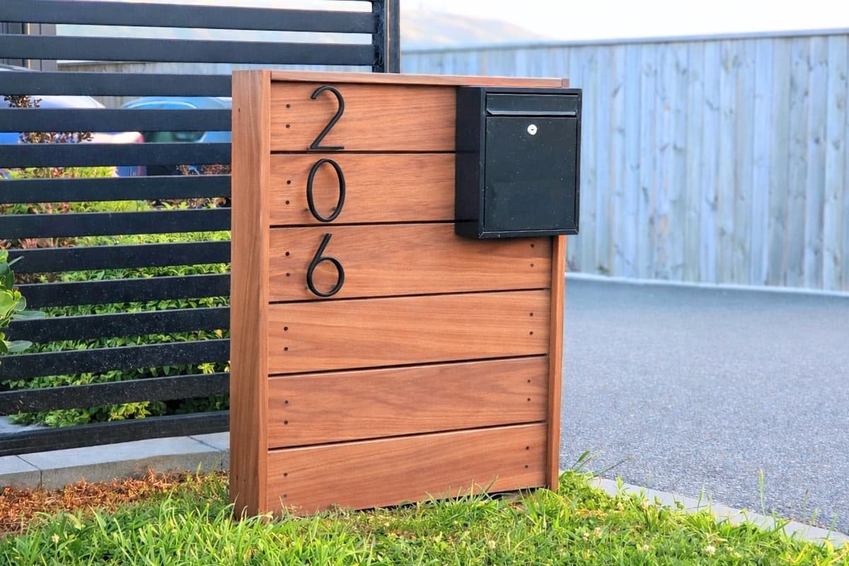 Premium wooden letterbox close-up