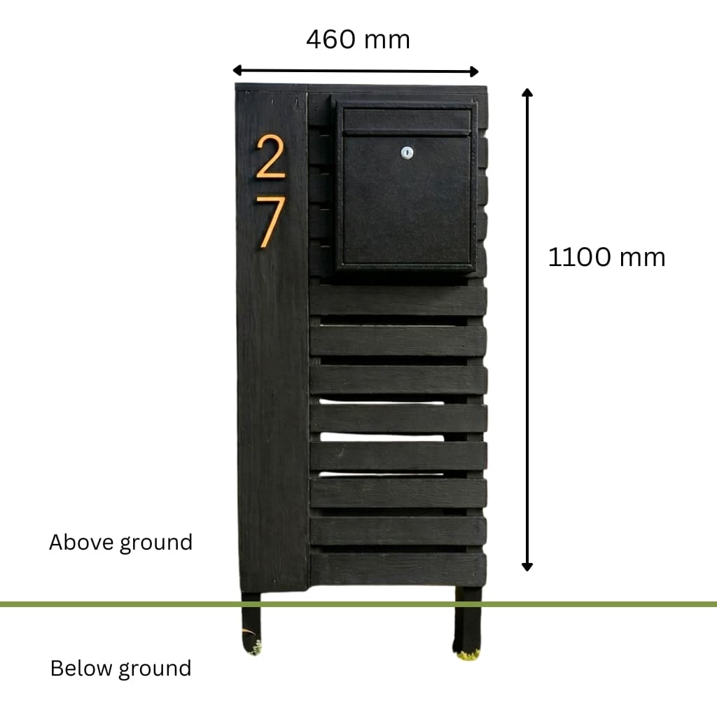 The Blackwood - Premium Black Pine Architectural Pillar Letterbox NZ - gallery image 4